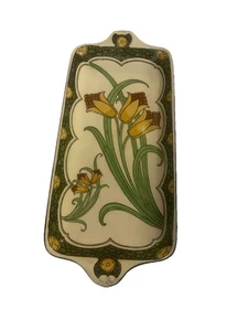 ROYAL DOULTON Floral Lilies RAR Sandwichteller Tablett Jugendstil Grün Gold - Bild 1 von 9