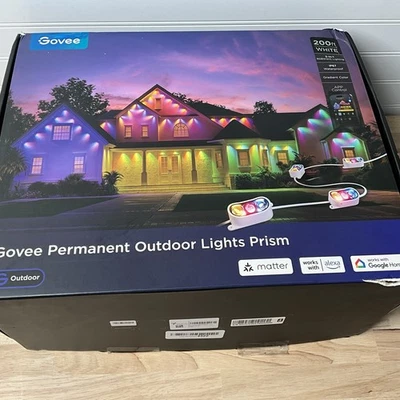 Prisma de luces permanentes para exteriores Govee - 200 pies - Luces LED RGWWIC - Versión blanca Foto 1 de 4