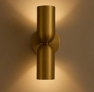 Double Solid Brass Wall Sconce Light, Modern Brass Wall Lamp, Mid Century Wall - Picture 1 of 4
