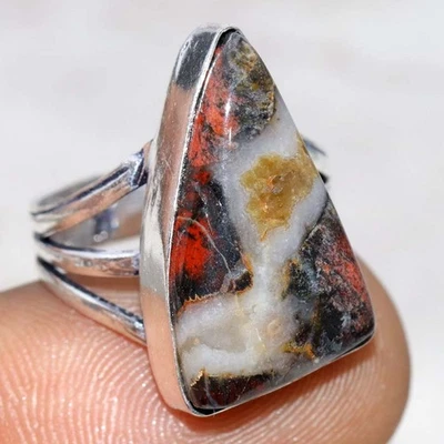 Anillo Chapado en Plata 925 Jaspe Rojo EE. UU. 6 Excelente Joyería GW Foto 1 de 3