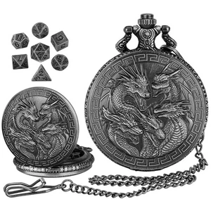 Set dadi DND in metallo D&D dadi poliedrici per Dungeons & Dragons Dragon custodia tascabile - Foto 1 di 12