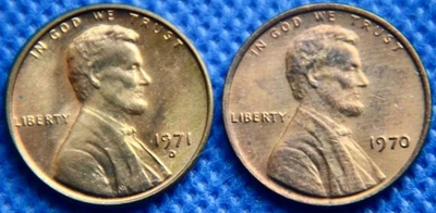 1970-P 1971-D - GEM Red BU - Lincoln Memorial Cent   #N774 - Image 1 of 3