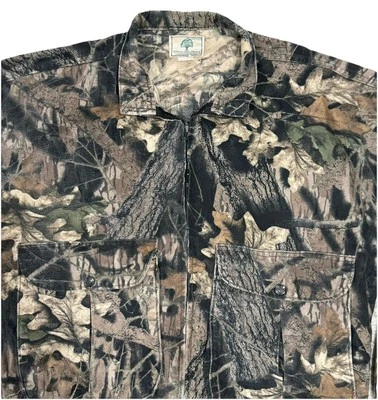 Chaqueta Camuflada Roble Mossy De Colección Para Hombres L Cremallera Completa 2 Botones Bolsillo Caza Camping Foto 1 de 4