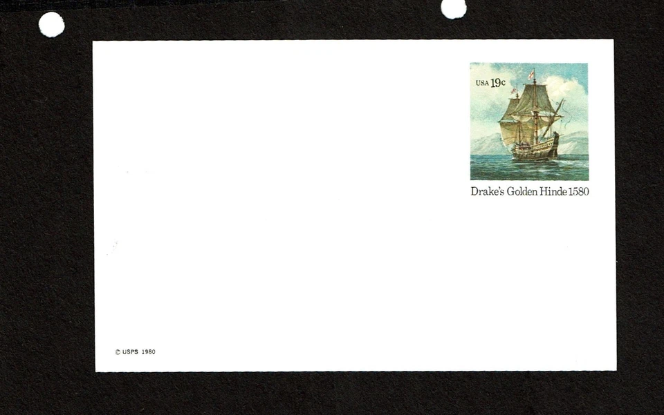 1980 U.S. POSTAL CARD 19c Drake's Golden Hind   Sc#UX86 Unused! - Image 1 of 1