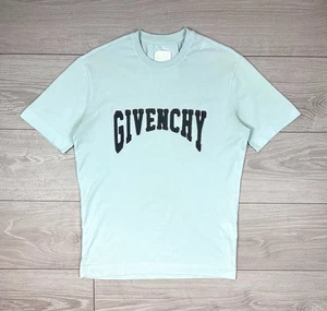 Givenchy Big Logo Blue Cotton Slim Fit Luxury T Shirt XL Size Mens - Picture 1 of 18