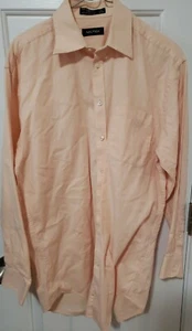 Men's Nautica Dress Shirt Neck 15 Sleeve Length 32/33 Solid Peach Front Pocket - Picture 1 of 11