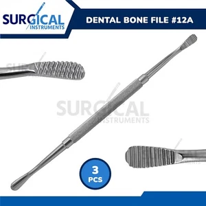 3 Pcs Bone File #12A Medical Surgical Dental Instruments Stainless German Grade - Picture 1 of 7