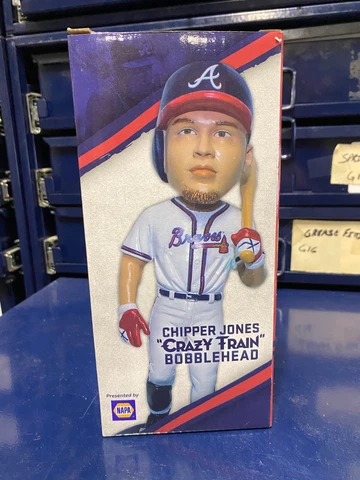 ROME Braves Chipper Jones ~ Crazy Train NEW IN Box w/ Napa LOGO Bobblehead SGA Cover