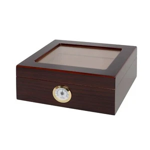 Desktop Humidor, Capri, Tempered Glasstop, Cedar Divider, Holds 25-50 Cigars - Picture 1 of 8