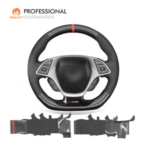 Funda de volante DIY gamuza PU fibra de carbono para Chevrolet Corvette (C7) 2015-2020 - Imagen 1 de 11