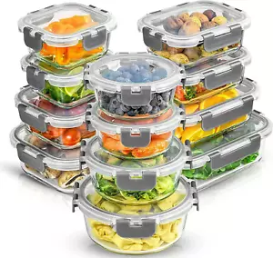 Recipientes de almacenamiento de vidrio de borosilicato de 24 piezas con tapas. - Picture 1 of 12