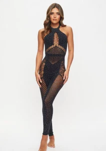 Ann Summers Paisley Jumpsuit Black XS S M L XL XXL 4-26 diamantes