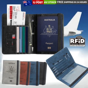 Travel Passport ID Card Wallet Holder Cover RFID Blocking Leather Purse Case AU - Picture 1 of 13