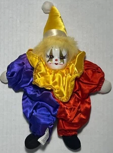 Vintage Clown Doll Satin Outfit & Porcelain Face Q tee Style - Picture 1 of 6