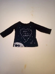 Carter's Girl's "One in a million" Long Sleeve Tee; 6 Months, Navy - Picture 1 of 1