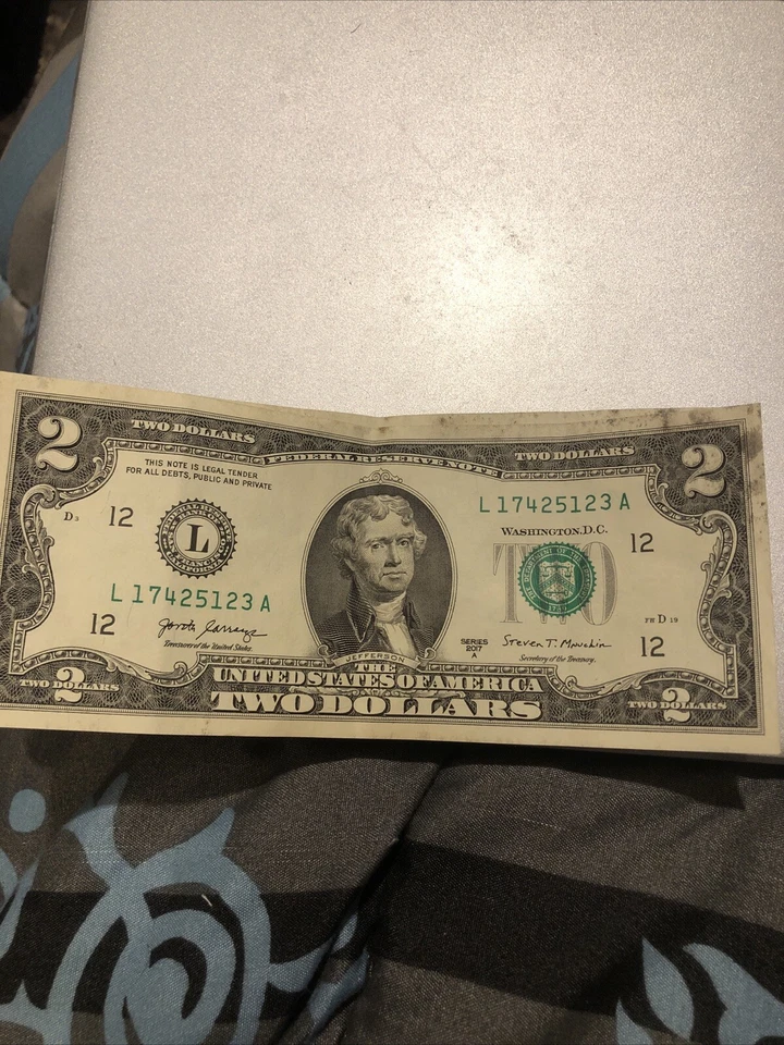 Банкнота номиналом 2 доллара 2017 серия A - Изображение 1 из 1