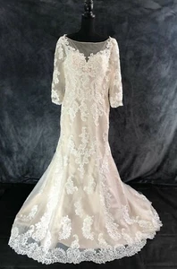 IVORY/CHAMPAGNE VINTAGE WEDDING DRESS BRIDE BY BERKETEX SIZE 12 14 16 RRP £1799 - Picture 1 of 4