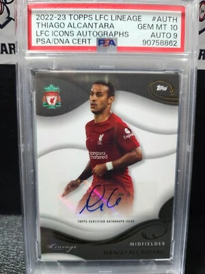 2022-23 Topps LFC Icons Autographs THIAGO ALCANTARA PSA 10 Gem Mint Auto 9 - Image 1 of 2