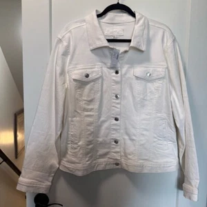 Giacca jeans denim bianco Maurices nuova con etichette bottoni davanti colletto casual business XXL - Foto 1 di 4