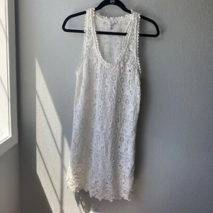 Joie shift crochet dress sz S ivory cream racerback lined above knee career boho - Picture 1 of 9