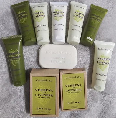 Crabtree & Evelyn VERBENA & LAVANDA Lote de 9 artículos de tocador tamaño viaje Foto 1 de 4