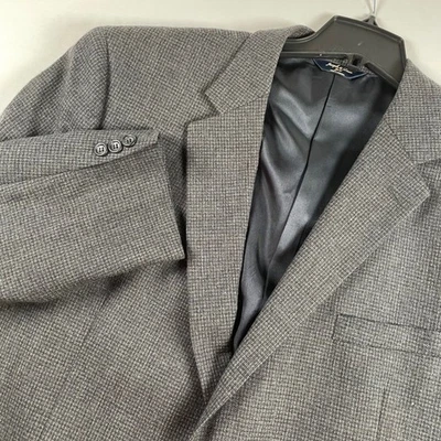 Joseph & Feiss Gold Mens 48 Regular Blazer 100 Lambswool Grey Tweed Sport Coat - Image 1 of 4