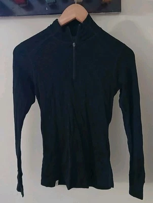 Ibex Quarter Zip 100% Merino Wool Base Layer Top Size Small Black Outdoors  - Image 1 of 4