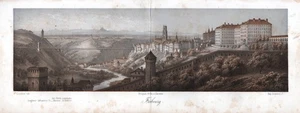 1840 Freiburg in Üechtland Panorama View Color Lithograph Cuvillier Litho - Picture 1 of 1