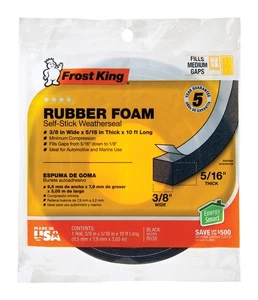 Frost King R538H Black Rubber Foam Weather Stripping Tape 10 ft. x 5/16 in. - Picture 1 of 1