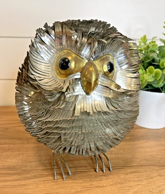 Sergio Bustamante LARGE SIZE Vintage Mixed Metal Bird Owl Sculpture MCM 8.5" - Image 1 of 4