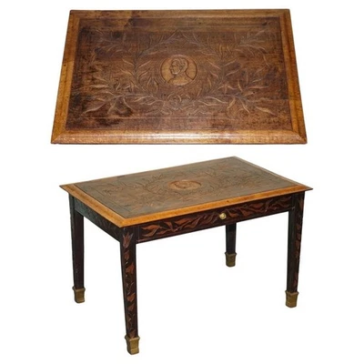 KING ALBERT I OF BELGIUM OCCASIONAL SIDE END COFFEE TABLE CARVED OAK CiRCA 1900 — 第 1/4 张图片