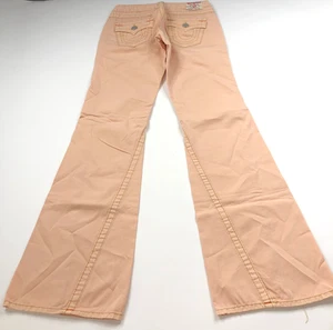 True Religion Joey Bootcut 26 (Fit 28W 34L) Low Rise Denim Jeans Orange HRJ - Picture 1 of 11