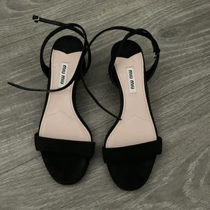 Miu Miu Black Suede Sandals 35 - Picture 1 of 5