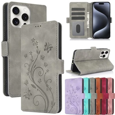 Leather Magnetic Wallet Case Flip Stand Cover For iPhone 16 Pro Max 15Plus 14 13 - Image 1 of 4