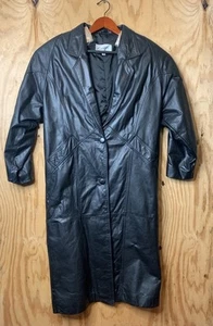 Gabardina mediana vintage Savagé de cuero negro genuino para hombre - Imagen 1 de 8