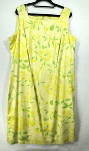 Coldwater Creek Shift Dress Womens 18 Plus Sleeveless Yellow Floral Midi Silk - Picture 1 of 11