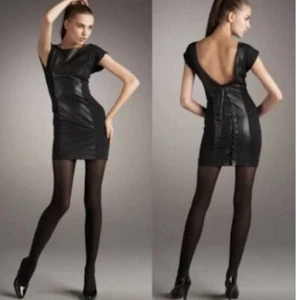 Alice + Olivia Ponte Leather Panel Lace Up Bodycon Dress NWT $440 Size M - Picture 1 of 8