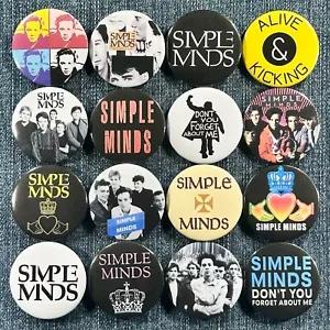 Pulsanti pinback SIMPLE MINDS musica anni 80 1,5" new wave synth pop art rock 16 spille - Foto 1 di 7