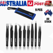 AU Ship 9x ESD Anti-Static Tweezer Set Tweezers Maintenance Tool Stainless Steel