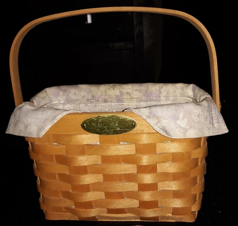 Vintage 2001 longaberger dresden classic basket with fabric liner and insert Cover