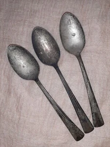 1940 KAMELIENMUSTER SILBERTELLER - OVALE SUPPENLÖFFEL 3er Set *siehe Bilder* - Bild 1 von 14
