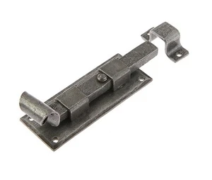 Perno de puerta recta de 4" de hierro forjado peltre oscuro, acabado resistente a la oxidación (VF40A) - Imagen 1 de 3