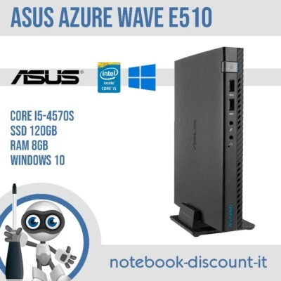Mini PC ASUS Azure Wave E510 Core i5-4570s Ram 8gb SSD 120gb Win10 Computer Tiny - Immagine 1 di 4