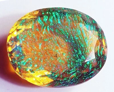 96.90 Ct. AAA+ Large Monarch Fire Opal Doublet Oval Cut Loose Gemstone Gift - Image 1 of 4