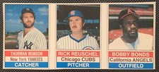 1976 HOSTESS 3 CARD PANEL THURMAN MUNSON/RICK REUSCHEL/BOBBY BONDS RARE!