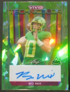 Bo Nix 2023 Hoja Vivid Technicolor Autógrafo Novato Hielo Verde (2/4) Oregon Ducks - Imagen 1 de 3