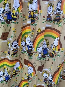 Vintage 1966 Peanuts Curtains Rainbow Snoopy Charlie Brown Linus 21” X 84” - Picture 1 of 6
