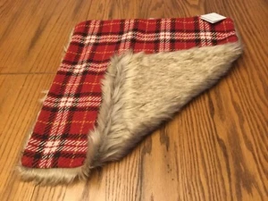 Pottery Barn Nottingham Plaid with Faux Fur Back Pillow Cover Red 20” NWT decor - Picture 1 of 6