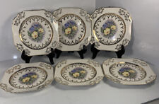 Warranted 22 Karat Gold China Square Dessert Plate Set/6 - 6” Made In The USA
