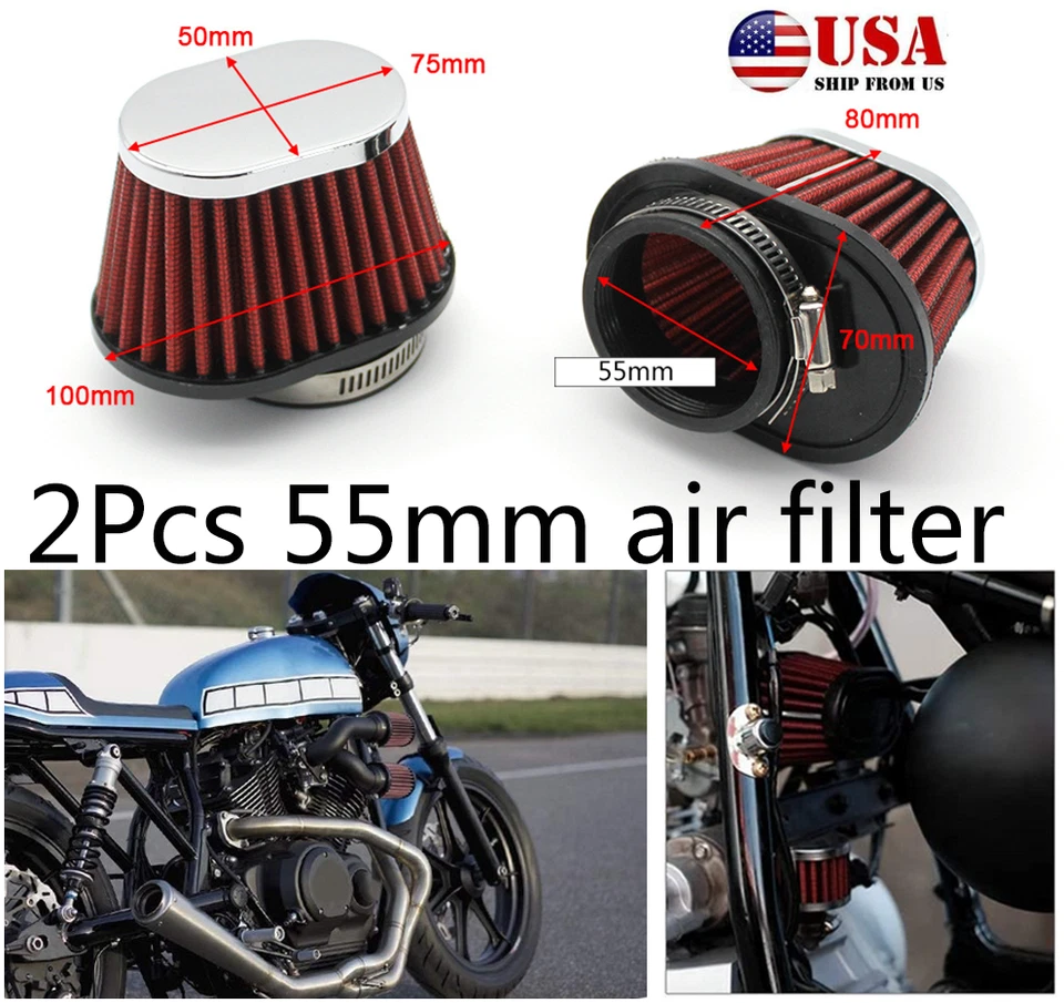 55mm/2.17" Universal Air Filter Cleaner For Motorcycle Atv Bike Carburetor Pod*2 - Image 1 of 4
